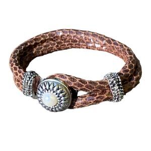 Leather-like Bracelet with Pearl Snap 8"